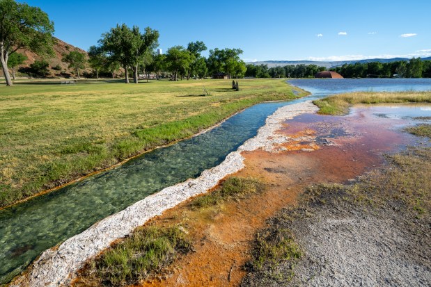 Hot springs mineral water flows through Hot Springs State Park in Thermopolis, Wyo.. (Melissa Kopka/Getty Images iStockphoto)